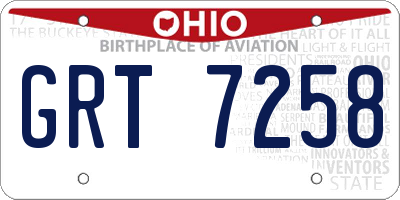 OH license plate GRT7258