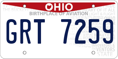 OH license plate GRT7259