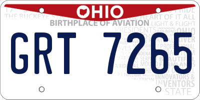 OH license plate GRT7265
