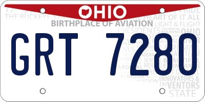 OH license plate GRT7280
