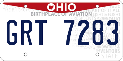 OH license plate GRT7283