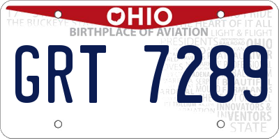 OH license plate GRT7289