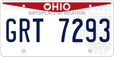 OH license plate GRT7293
