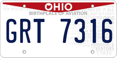 OH license plate GRT7316