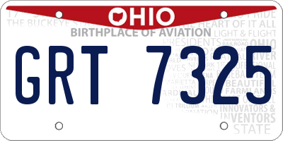 OH license plate GRT7325