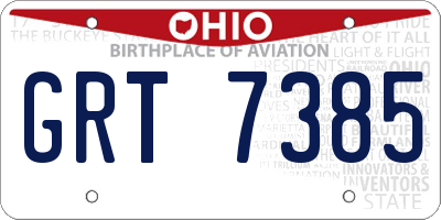 OH license plate GRT7385