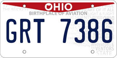 OH license plate GRT7386