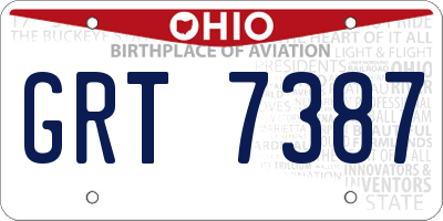 OH license plate GRT7387