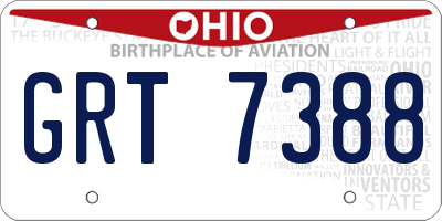 OH license plate GRT7388