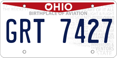 OH license plate GRT7427