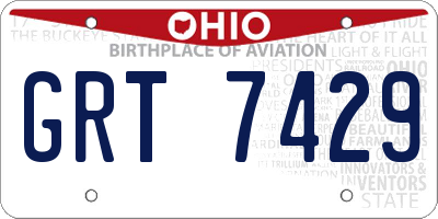 OH license plate GRT7429