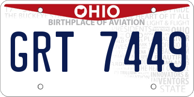 OH license plate GRT7449