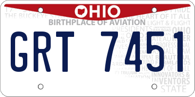 OH license plate GRT7451