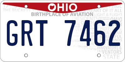 OH license plate GRT7462