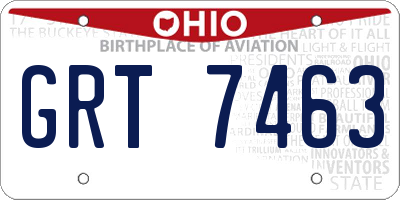 OH license plate GRT7463
