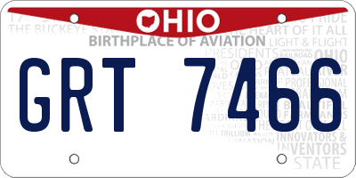 OH license plate GRT7466