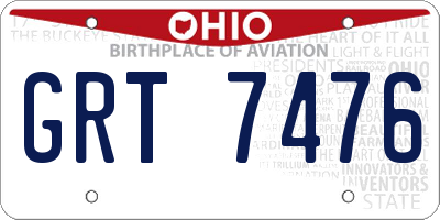 OH license plate GRT7476