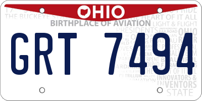 OH license plate GRT7494