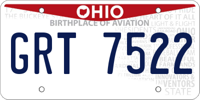 OH license plate GRT7522
