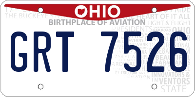 OH license plate GRT7526