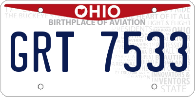 OH license plate GRT7533