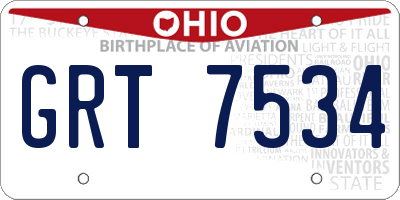 OH license plate GRT7534