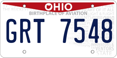 OH license plate GRT7548