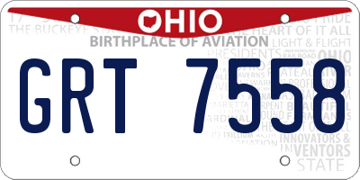OH license plate GRT7558
