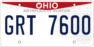 OH license plate GRT7600