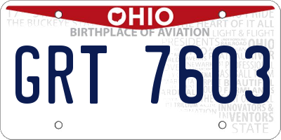 OH license plate GRT7603