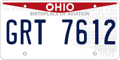 OH license plate GRT7612