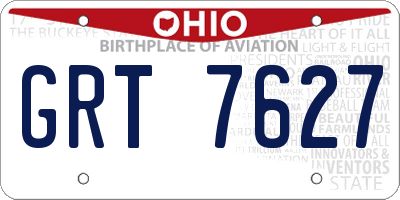 OH license plate GRT7627
