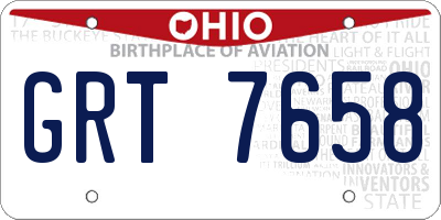 OH license plate GRT7658