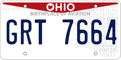 OH license plate GRT7664