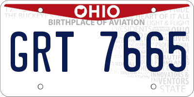 OH license plate GRT7665
