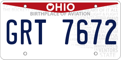 OH license plate GRT7672