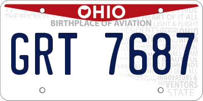 OH license plate GRT7687
