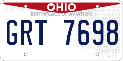 OH license plate GRT7698