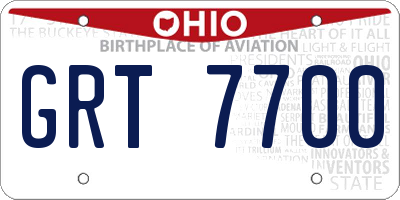OH license plate GRT7700