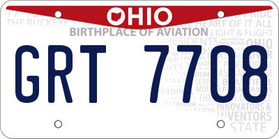 OH license plate GRT7708