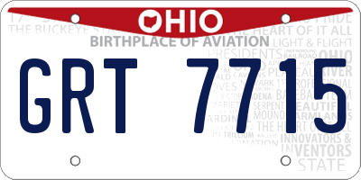 OH license plate GRT7715