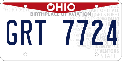 OH license plate GRT7724