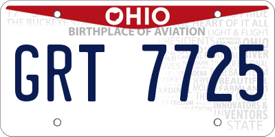 OH license plate GRT7725