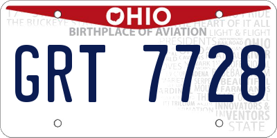 OH license plate GRT7728