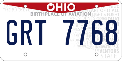 OH license plate GRT7768