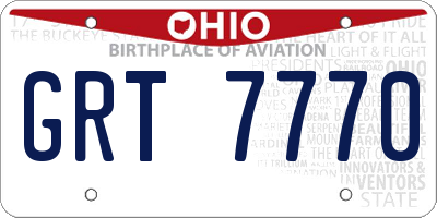 OH license plate GRT7770