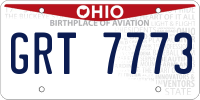 OH license plate GRT7773