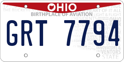 OH license plate GRT7794