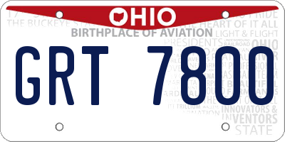 OH license plate GRT7800