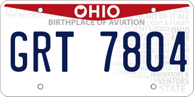 OH license plate GRT7804